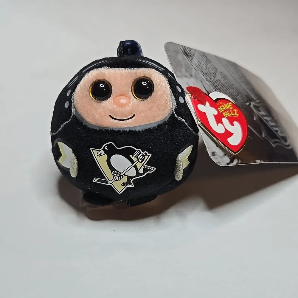 Ty Beanie Ballz Pittsburgh Penguins Black Plush Keychain NHL Mascot Toy 2018 NWT
